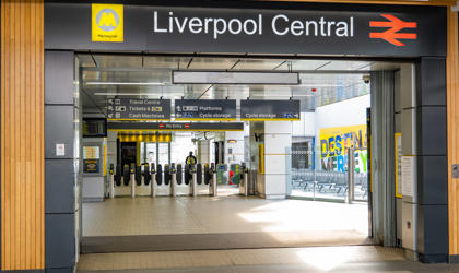 The entrance to Liverpool Central Station. 