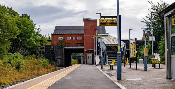 The platform at Birkenhead Park station. 