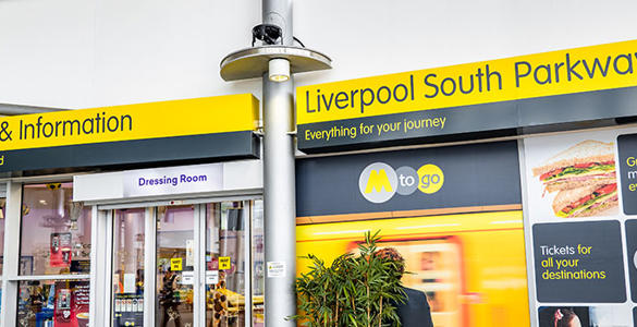 Information signage at Liverpool South Parkway station. 