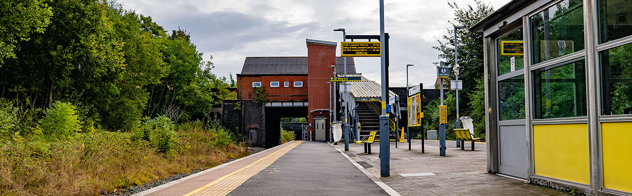 The platform at Birkenhead Park station. 